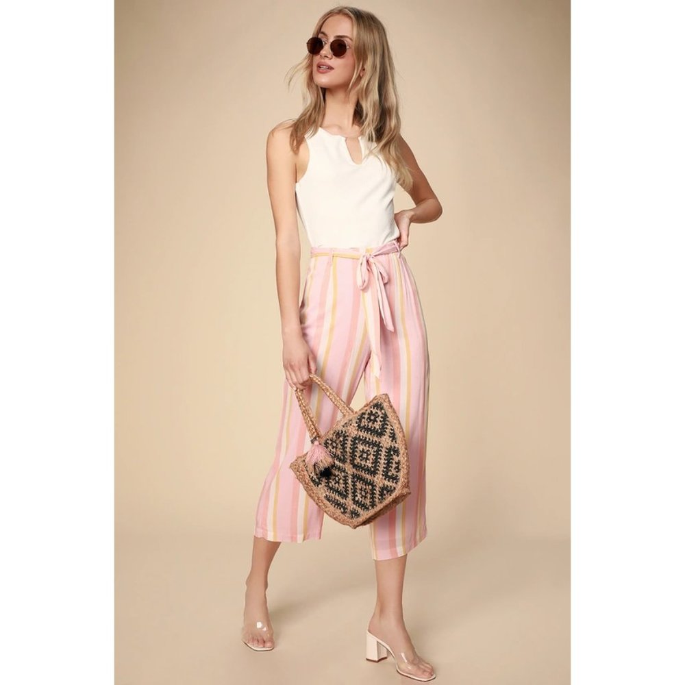 BB Dakota Orange Creamsicle Pink Multi Striped Culotte Pants